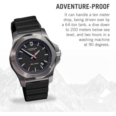 Montre Inox bracelet cuir noir - Victorinox