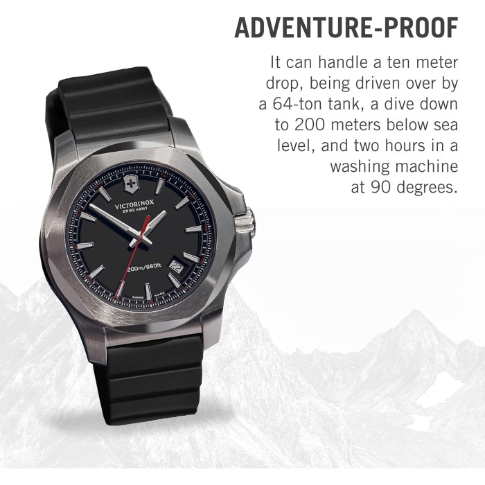 Montre Inox bracelet cuir noir - Victorinox