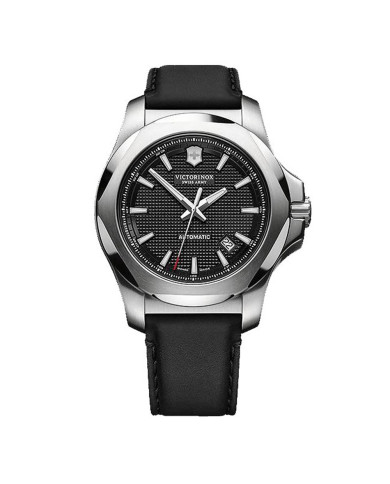 Montre Inox Mechanical bracelet cuir noir - coffret avec couteau - Victorinox