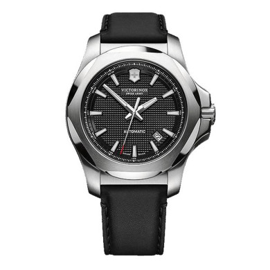 Montre Inox Mechanical bracelet cuir noir - coffret avec couteau - Victorinox