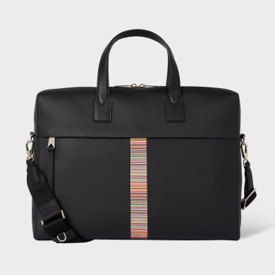 Black Signature Stripe Webbing Folio - Paul Smith