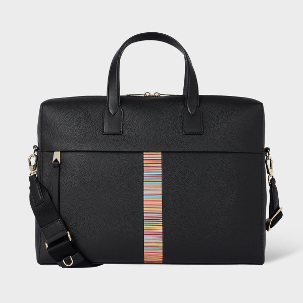 Black Signature Stripe Webbing Folio - Paul Smith