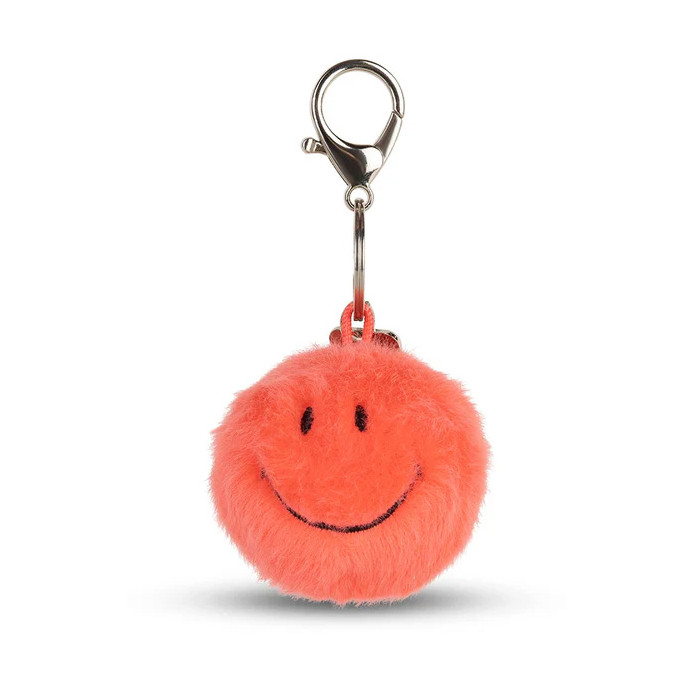 Porte-clés Smiley Fuzzy Corail - BON TON TOYS