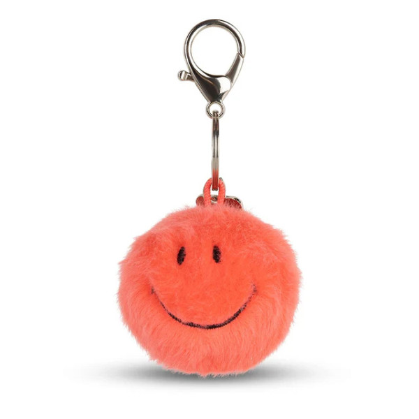 Porte-clés Smiley Fuzzy Corail - BON TON TOYS