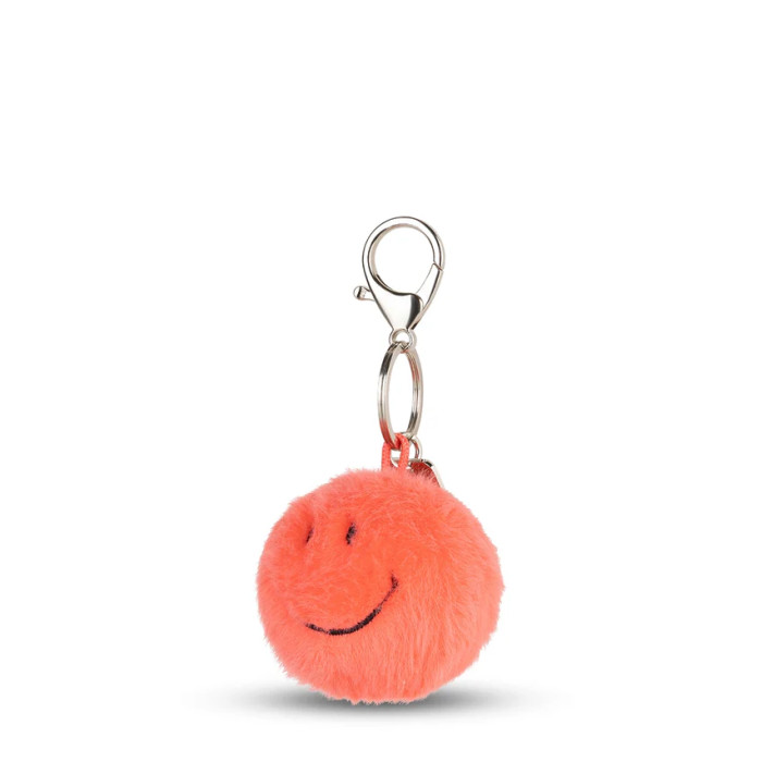 Porte-clés Smiley Fuzzy Corail - BON TON TOYS