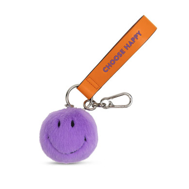 Smiley Fuzzy Bag Charm Pourpre - BON TON TOYS