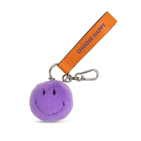 Smiley Fuzzy Bag Charm Pourpre - BON TON TOYS