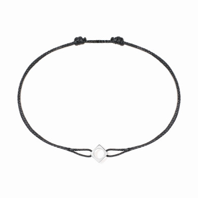 Bracelet sur cordon Le Pavé moyen modèle Platine - dinh van