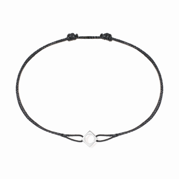 Bracelet sur cordon Le Pavé moyen modèle Platine - dinh van