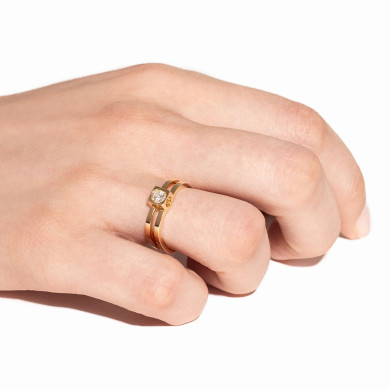 Le Cube Diamant ring yellow gold and diamond size 52 - Dinh Van
