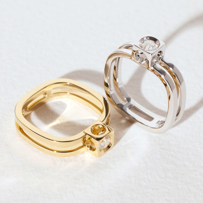 Bague Le Cube Diamant or jaune et diamant taille 52 - Dinh Van