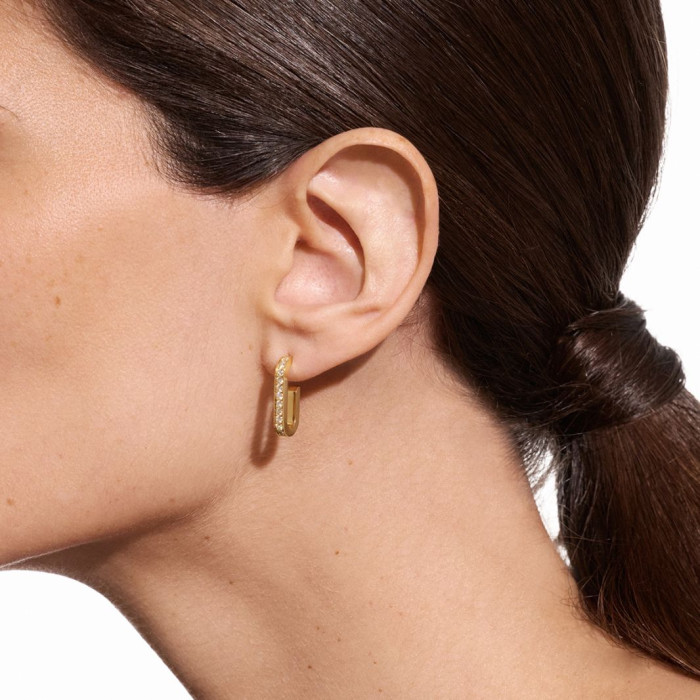 Boucles d'oreilles Maillon moyen modèle or jaune et diamants - Dinh Van