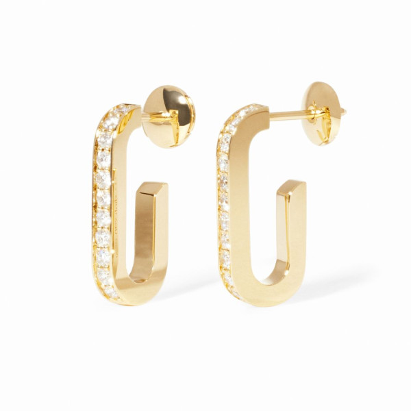 Maillon medium earrings yellow gold and diamonds - Dinh Van
