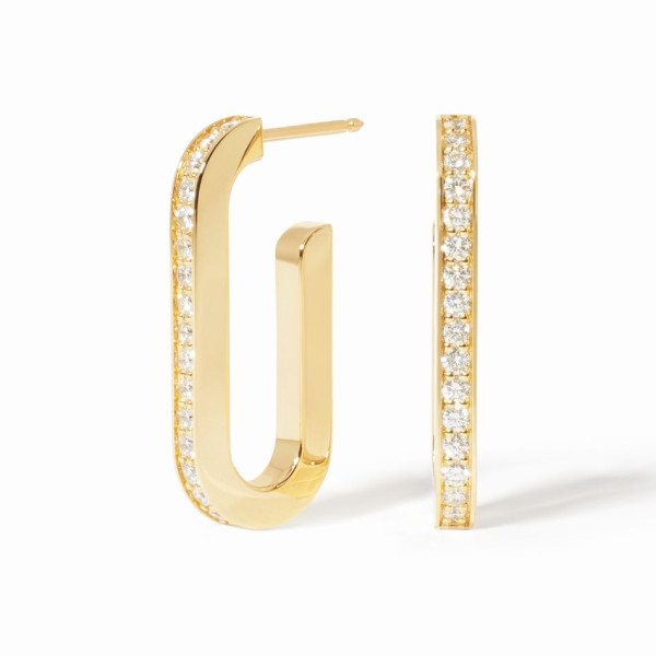Maillon medium earrings yellow gold and diamonds - Dinh Van