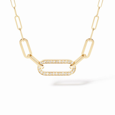 Collier Maillon moyen modèle or jaune et diamants - Dinh Van