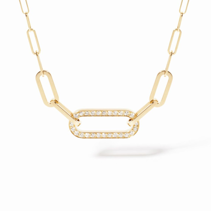 Collier Maillon moyen modèle or jaune et diamants - Dinh Van