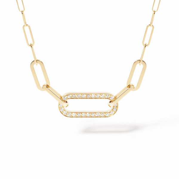 Collier Maillon moyen modèle or jaune et diamants - Dinh Van