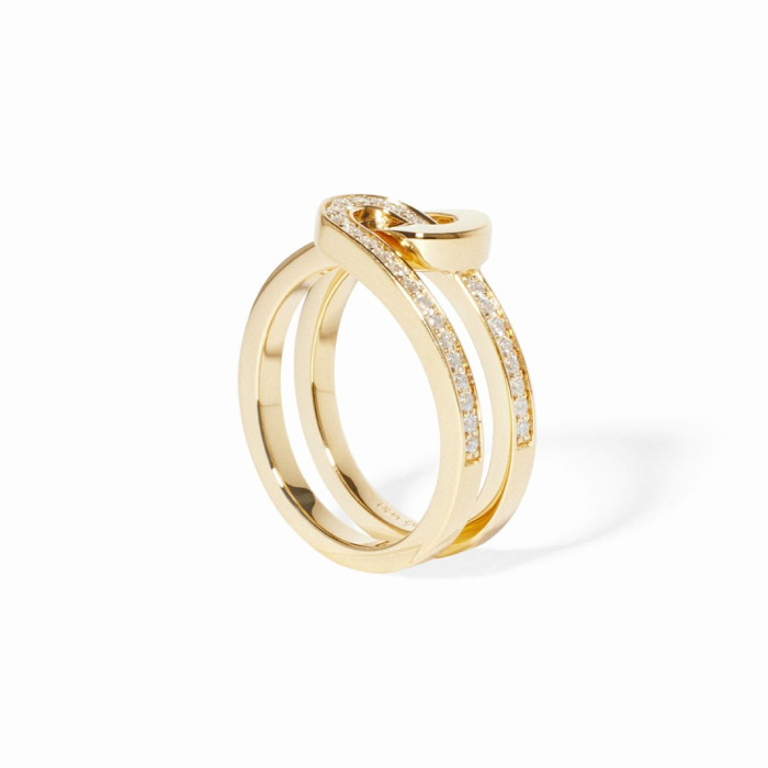 Bague Maillon Star petit modèle or jaune et diamants taille 52 - Dinh Van