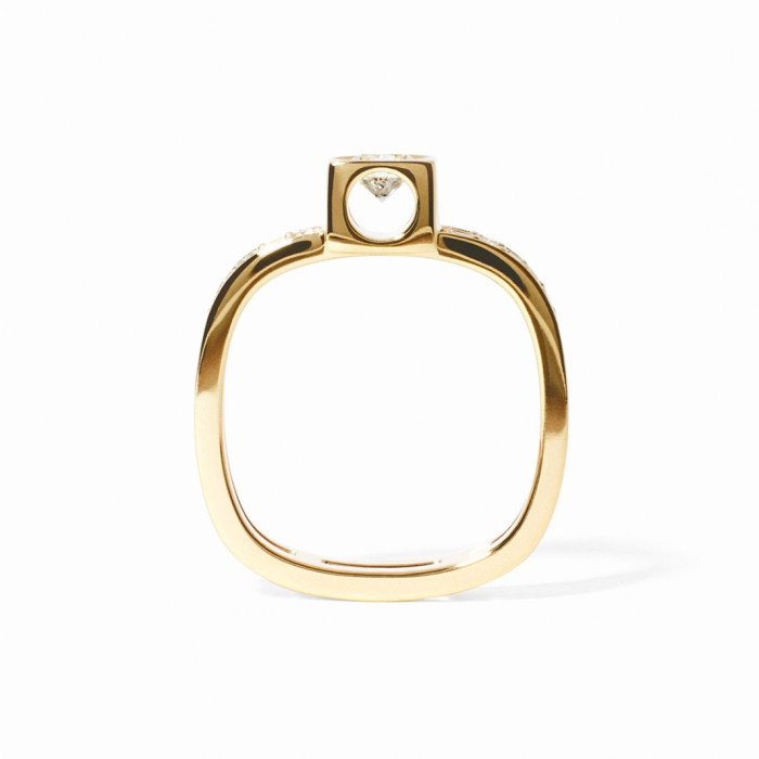 Bague Le Cube Diamant grand modèle pavée or jaune et diamants taille 53 - Dinh Van