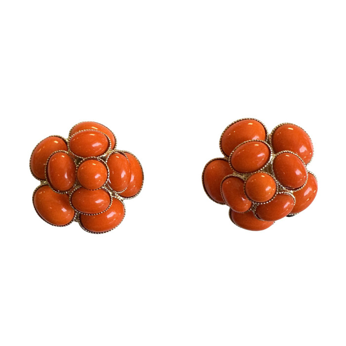 Clip-on earrings Camelia Capri orange Philippe Ferrandis