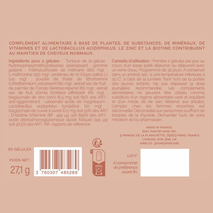 Complément alimentaire cheveux, Hair & Scalp Boost - Aime