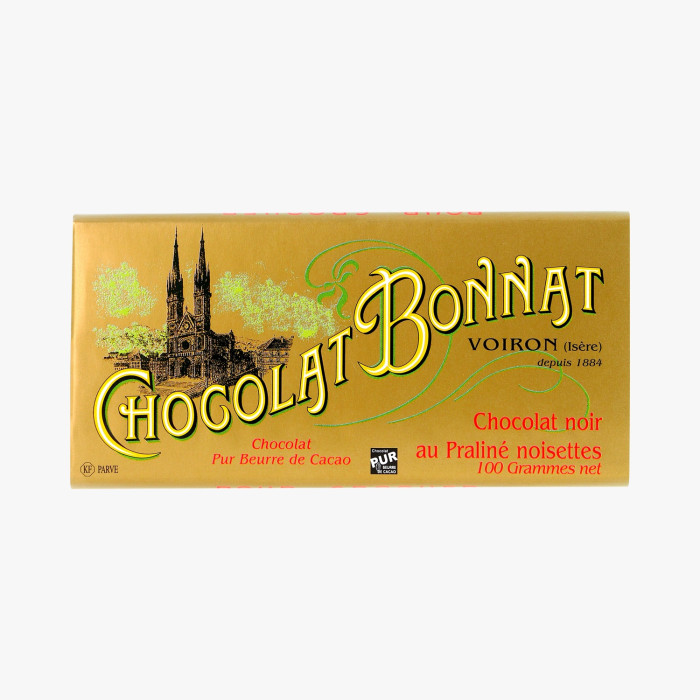 Chocolat Noir Praliné Noisette 100g - Bonnat