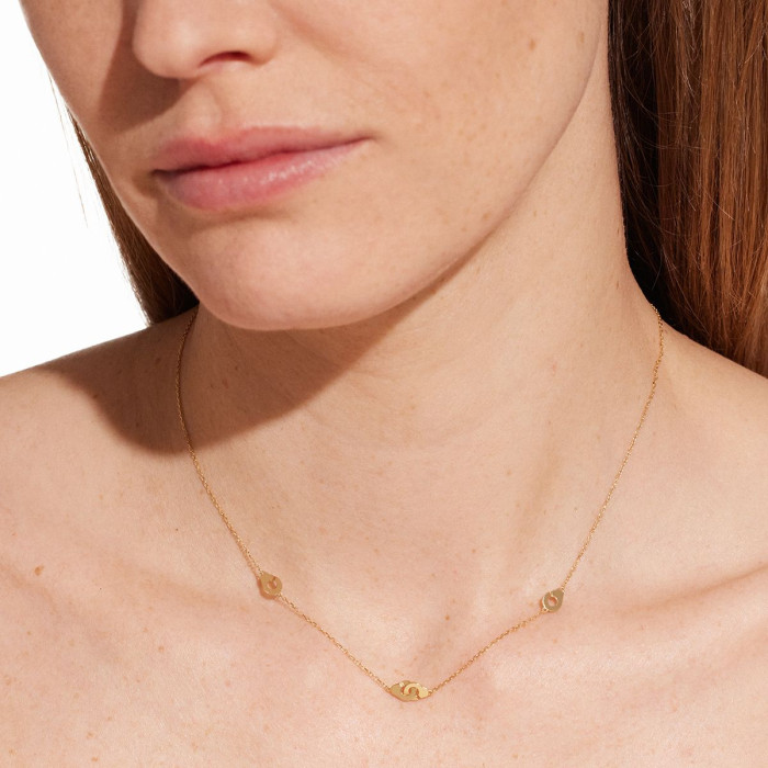 Collier Menottes dinh van multi-motifs or rose