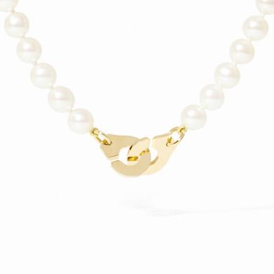 Collier de perles Menottes dinh van petit modèle or jaune et perles