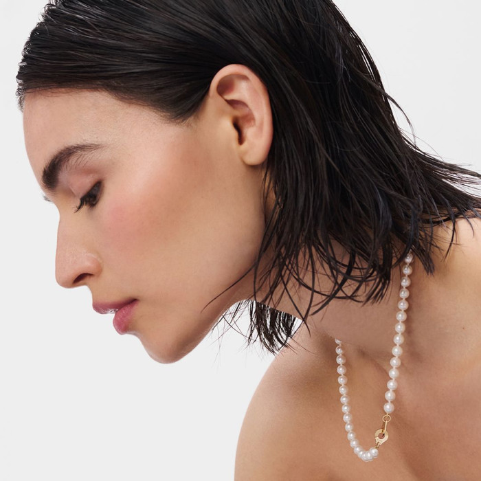Collier de perles Menottes dinh van petit modèle or jaune et perles