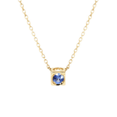 Collier dinh van Le Cube en or jaune et saphir bleu