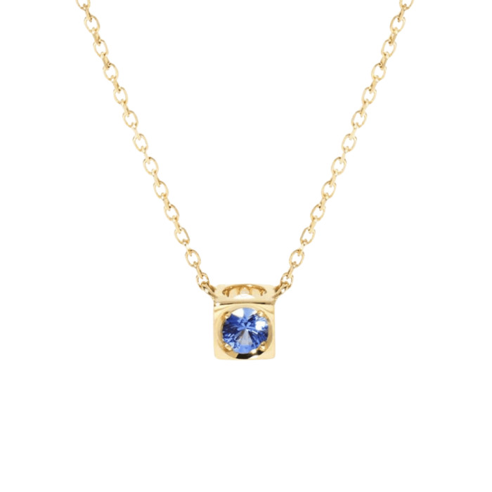Collier dinh van Le Cube en or jaune et saphir bleu