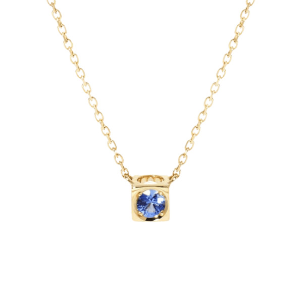 Collier dinh van Le Cube en or jaune et saphir bleu