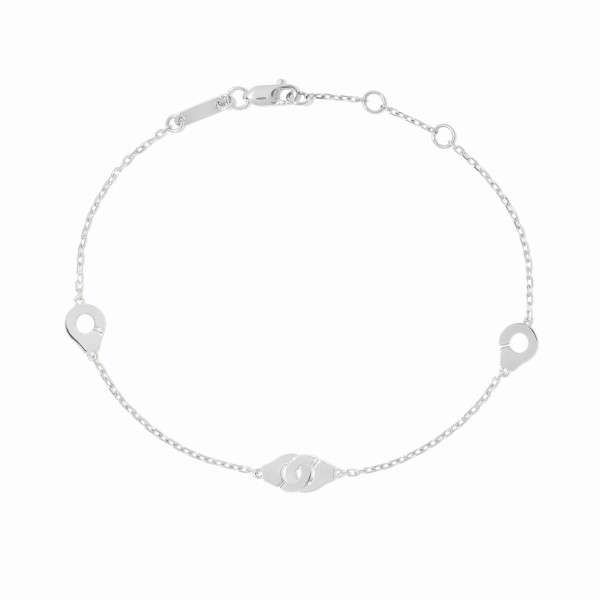 Bracelet sur chaîne Menottes dinh van multi-motifs or blanc