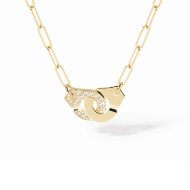 Collier Menottes dinh van moyen modèle or jaune et diamants