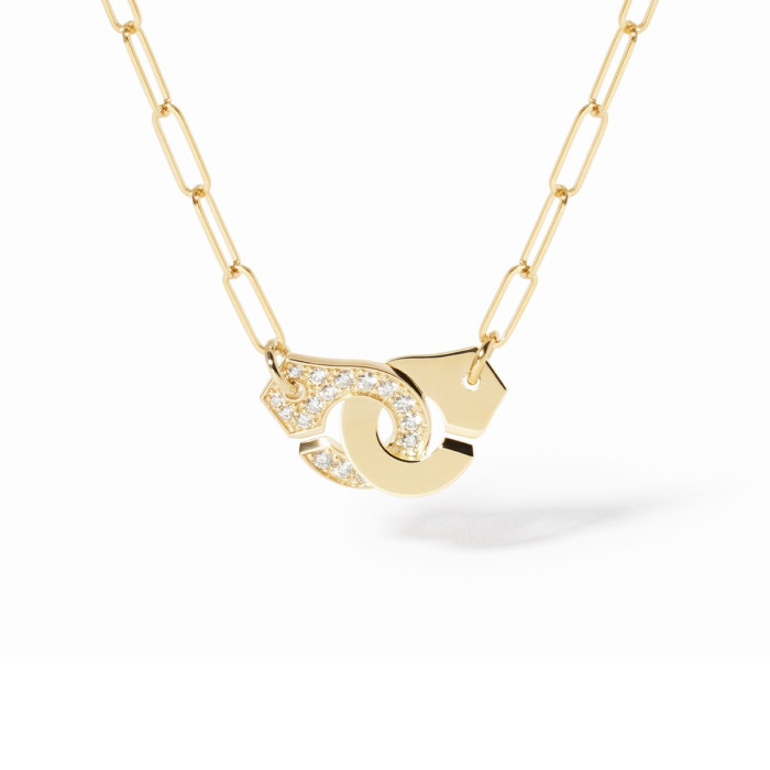 Collier Menottes dinh van moyen modèle or jaune et diamants