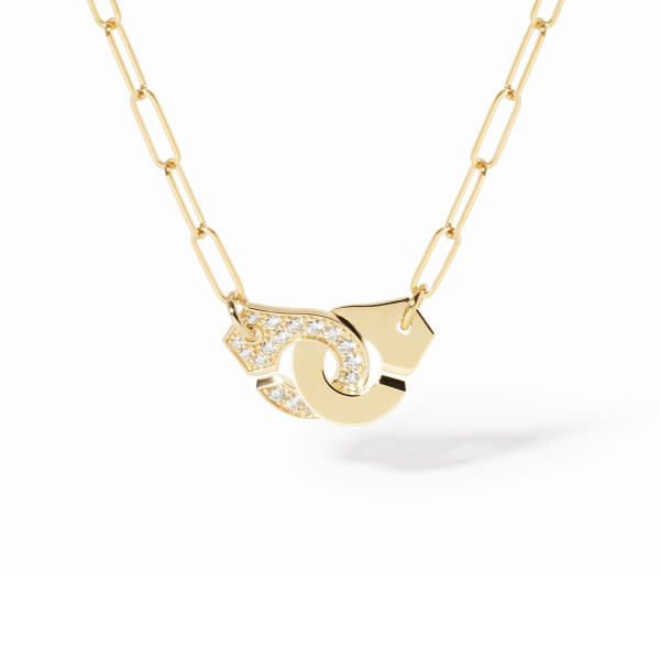 Collier Menottes dinh van moyen modèle or jaune et diamants