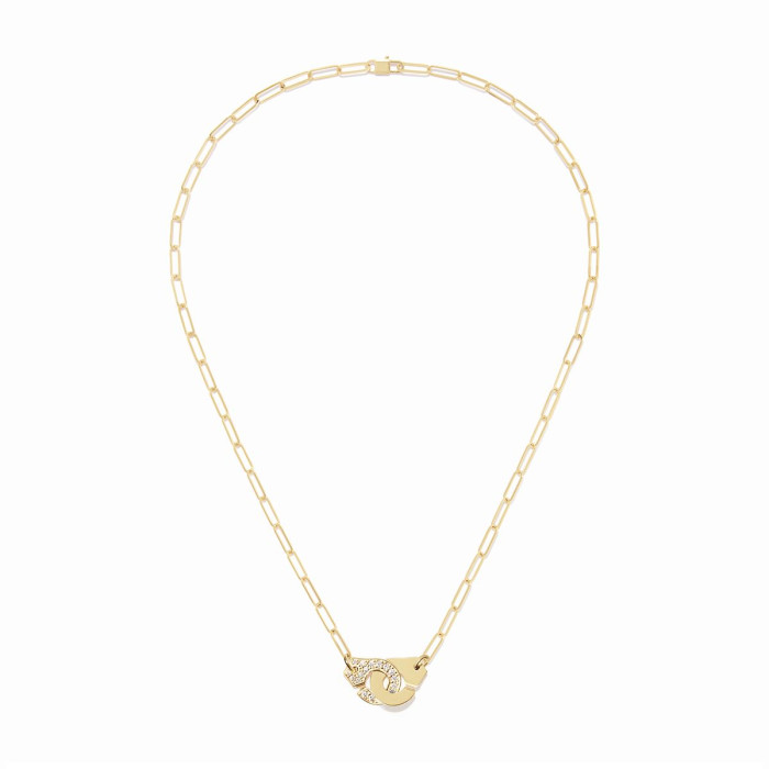 Collier Menottes dinh van moyen modèle or jaune et diamants
