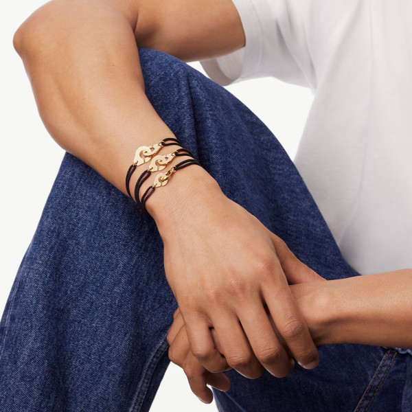 Bracelet sur cordon Menottes dinh van grand modèle or jaune