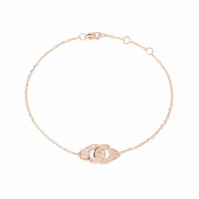 Bracelet sur chaîne Menottes dinh van XS or rose et diamants