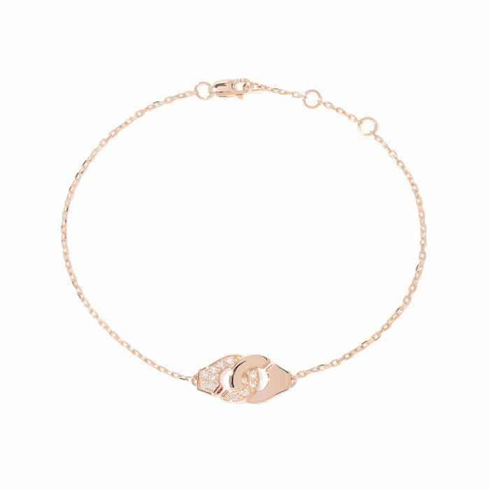 Bracelet sur chaîne Menottes dinh van XS or rose et diamants