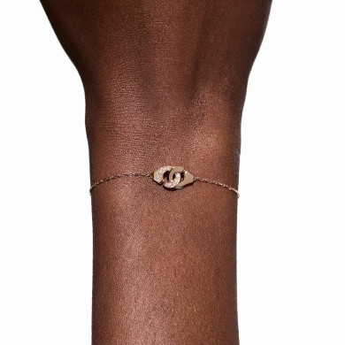 Bracelet sur chaîne Menottes dinh van XS or rose et diamants