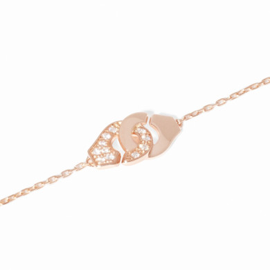 Bracelet sur chaîne Menottes dinh van XS or rose et diamants