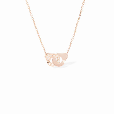 Collier Menottes dinh van XS or rose et diamants