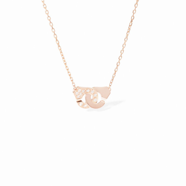 Collier Menottes dinh van XS or rose et diamants