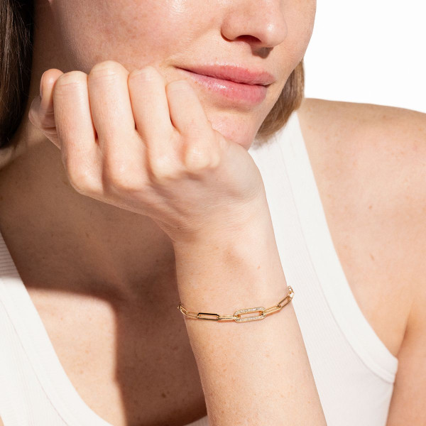 Bracelet Maillon petit modèle or jaune et diamants