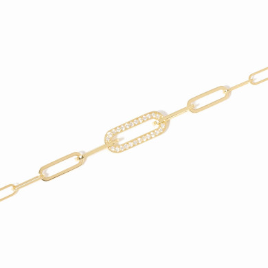 Bracelet Maillon petit modèle or jaune et diamants