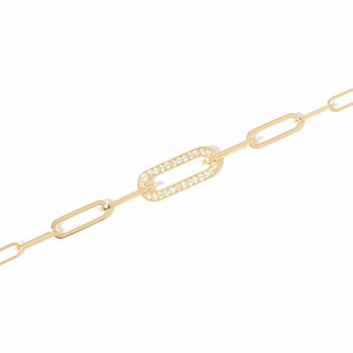 Bracelet Maillon petit modèle or jaune et diamants