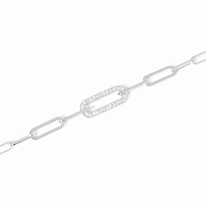 Bracelet Maillon petit modèle or blanc et diamants