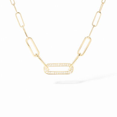 Collier Maillon petit modèle or jaune et diamants