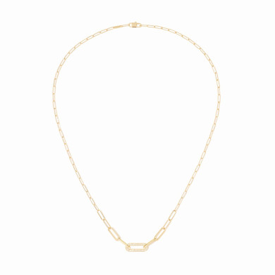 Collier Maillon petit modèle or jaune et diamants